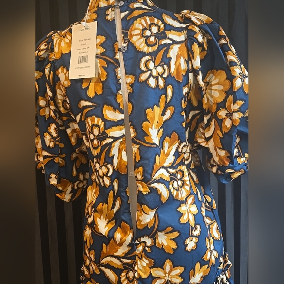 Tyler Boe Women's Small Sammy Grand Floral Dress Navy 100% Cotton With Pockets - Picture 8 of 10